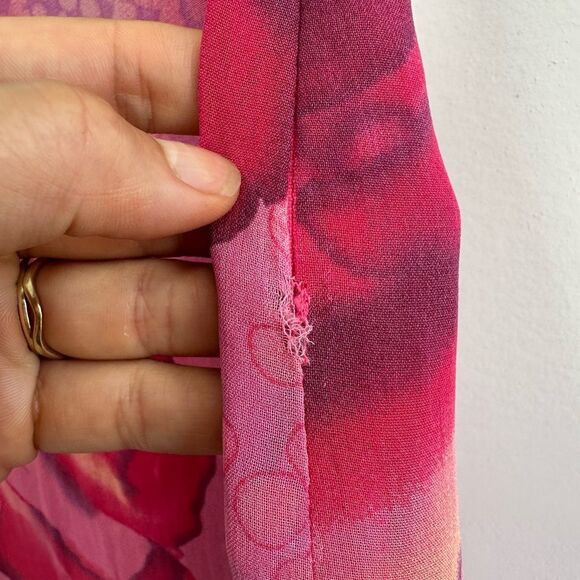 Vintage Y2K Guess Collection Pink Floral Rose Chiffon Pencil Mini Skirt Size 0 - Picture 5 of 9